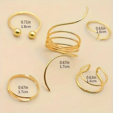 5 Pieces of Minimalist, Fashionable, Irregular Gold Women's Ring Set, Finger Ring, Fashionable Girl Jewelry Gift 6