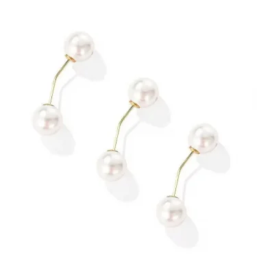 New 3Pcs/Set Double Pearl Brooch Pins Anti-Fade Brooches For Women Sweater Cardigan Clip Coat Retractable Button Dress Jeans Fit 5