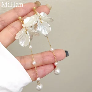 Modern Jewelry 925 Silver Needle Elegant Temperament Simulated pearl Tassel Earrings For Women Fashion Accessories Wholesale 1