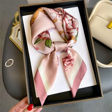 70cm Hair Print Summer Silk Feeling Scarf For Women Fashion Neck Tie Hand Bag Foulard Wrist Kerchief Shawl Wraps Hajib 1