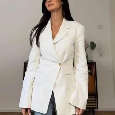 Elegant Slim Solid Women's Blazers Lapel One Button Shoulder Pads Long Sleeve Jacket 2025 Spring Office Lady Commute Outwear 4