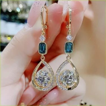 Korean Fashion Zircon Water Drop Earrings for Women Shiny Crystal Long Pendant Dangle Earring Girls Wedding Party Jewelry Gifts 6