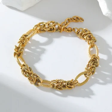 EILIECK 316L Stainless Steel Twisted Bracelet Bangles For Women Trendy 18K Gold Plated Wrist Chain Waterproof Jewelry Gift Party 3