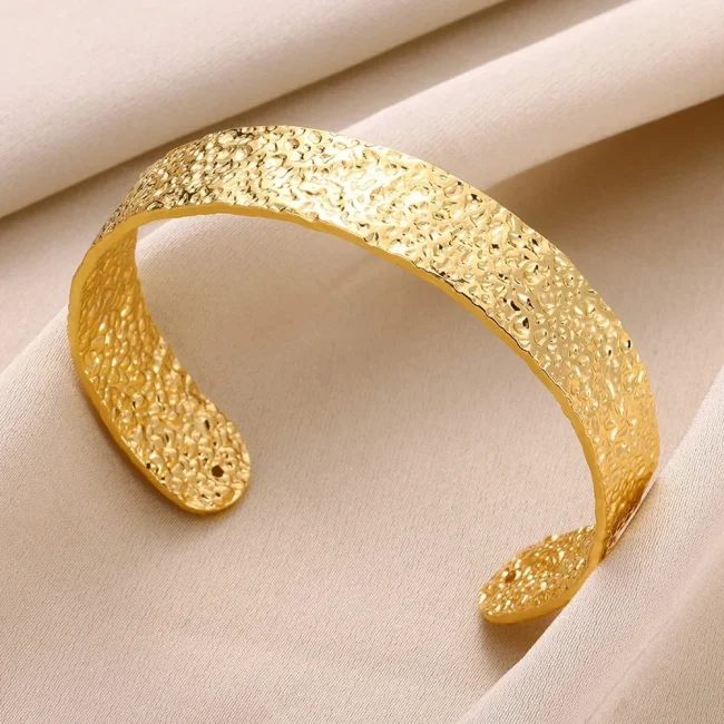 Classic Wrinkle Texture Openning Bangle Bracelet For Women Exquisite Cuff Bracelet Stainless Steel Hand Ornament Punk Jewelry 6