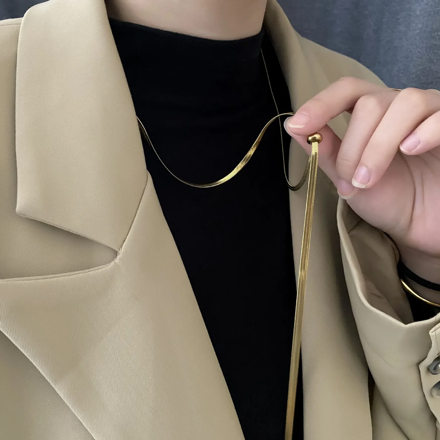 Stainless steel Snake Chain Necklace for women fashion sexy Gold Color collarbone necklace jewelry gift 2