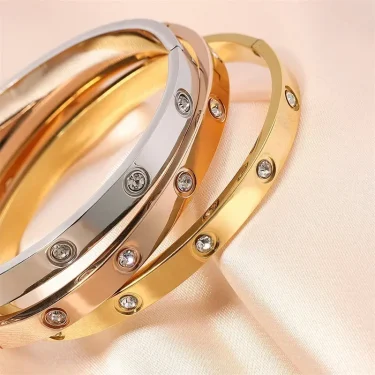 LATS Non-fading Stainless Steel Cubic Zirconia Bracelet for Women Men Couple Holiday Gift Party Everyday Fashion Jewelry 2