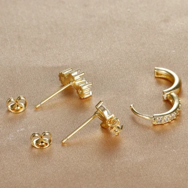 3PCS Luxury Star Pendant Piercing Earrings Set For Women Stainless Steel Zircon Punk Ear Studs Earring Lady Jewelry aretes 6
