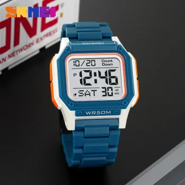 SKMEI Waterproof Sport Watch for Man Countdown Stopwatch Digital Wristwatch 2Time Fashion Mens Clock 6