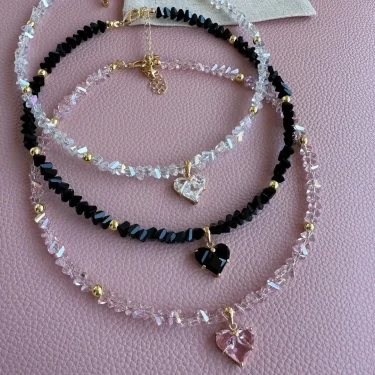 Fashion Vintage Sexy Zircon Heart Pendant Necklace For Women Female Boho Geometric Baroque Transparent Crystal Chain Jewelry 2