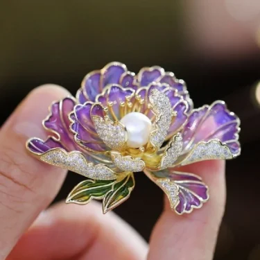 New Trendy Imitation Pearl Blooming Peony Flower Corsage Brooch Woman Clothes Decorations & Brooch Wedding Party Bridal Jewelry 1