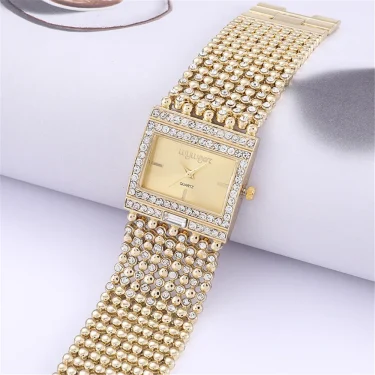 Luxury Simple Square Diamond Encrusted Women's Quartz Watch Gold Skeleton Fashion Women's Clock Gift Dress Wristwatch 4