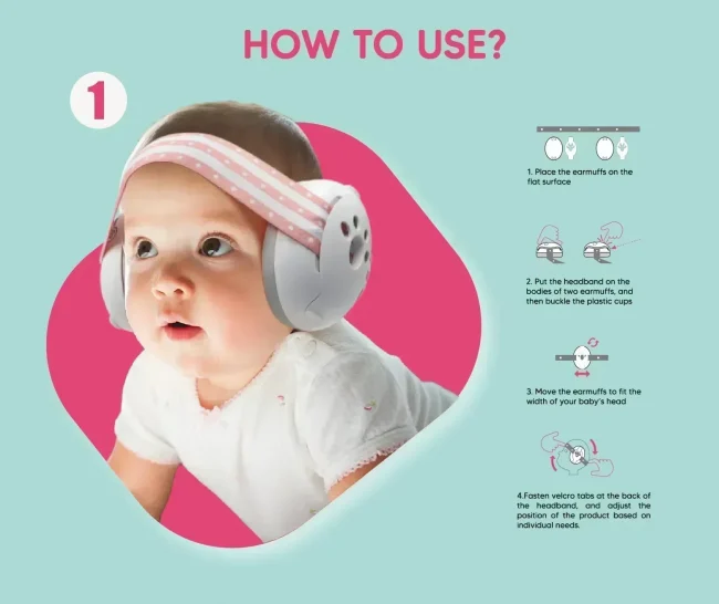 Baby Ear Protection Noise Cancelling Headphones 2-in-1 Convertible Design Noise Reduction Earmuffs for Infant Improves Sleep 5