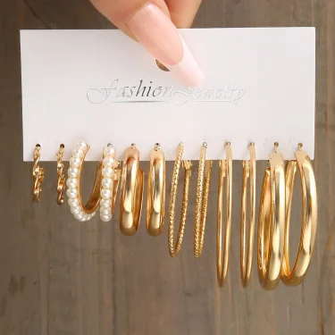 European Personality Exaggerated Geometric Stud Earrings Set Women Fashion Temperament Party Jewelry Wholesale 4