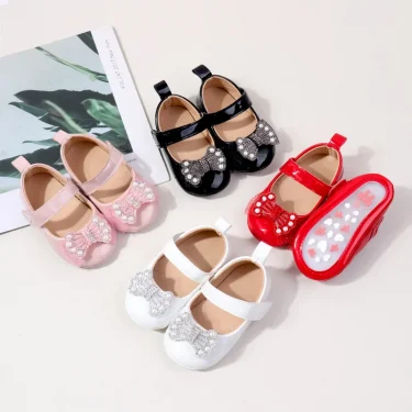 Baby Girl Beautiful Princess Pearl Butterfly Bowknot Anti Slip Spring and Autumn Style for Indoor Outdoor Walking Shoes BBW4021 4