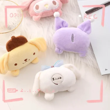 Cute Sanrio Anime Kuromi Doll Plush Brooch Cute Shape Soft Badge Accessories Cartoon Bag Pin Backpacks Pendant Decoration Gifts 4