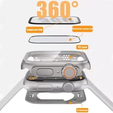 Screen Protector Cover for Apple Watch 44mm 45mm 40mm 41mm Hard PC Front Rear Bumper Case for iwatch 9 8 7 6 5 4 Change To Ultra 5
