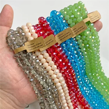 4x6mm 5x8mm Faceted Rondelle Plated Bead Loose Crystal Glass Beads Transparent Austrian Glass Bead for Jewelry Making Needlework 4