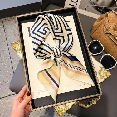 Fashion Luxury Brand 70cm Silk Square Scarf Women Satin Neck Tie Female Hair Bandana Headkerchief Shawl Wrap Hijab Echarpe 4