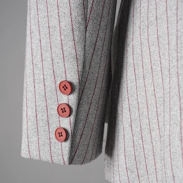 EAM Women Gray Striped Irregular Pleated Elegant Blazer New Lapel Long Sleeve Jacket Fashion Tide Spring Autumn 2024 CPDB342 6