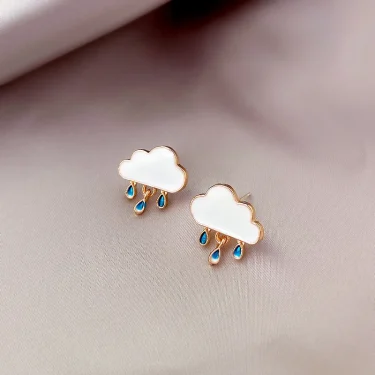Korean Style Trend Earrings Creative Retro Cloud Lightning Asymmetric Dangle Earring Girl Wedding Party Sweet Jewelry Gifts 2