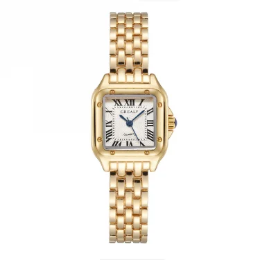 Women's Fashion Square Watches Gold Alloy Strap 2025 Luxury Ladies Quartz Wristwatches Qualities Female Roman Scale Clock 6