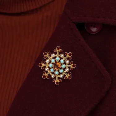 Baroque Vintage Gold Color Crystal Pearls Pin Brooches Gem Hollow Geometric Rectangle Brooch Collar for Women Jewelry 2