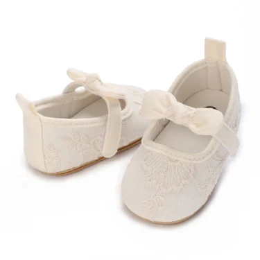 Apricot Colored Cute White Lace Baby Girl Princess Shoes Baby Shoes Butterfly Bow Tassel Rubber Sole Anti Slip Shoes Baby Shoes 4