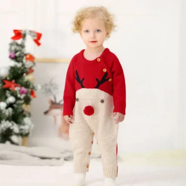 Ma&Baby 0-18M Christmas Baby Clothes Newborn Infant Boy Girl Deer Romper Knitted Warm Jumpsuit Xmas Baby Costumes Clothes 2