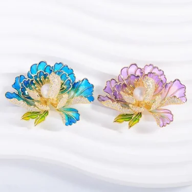 New Trendy Imitation Pearl Blooming Peony Flower Corsage Brooch Woman Clothes Decorations & Brooch Wedding Party Bridal Jewelry 5