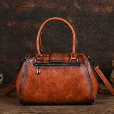 New Vintage Embossed Handmade Handbag For Women Versatile PU Leather Shoulder Bag Large Capacity Crossbody Bags Female 4