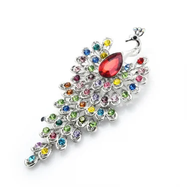 Wuli&baby Big Rhinestone Peacock Bird Brooches Women Beauty 3-color Bird Animal Weddings Party Office Brooch Pins Gifts 2