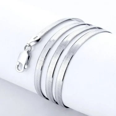 925 Sterling Silver fine 4MM Blade Chain Necklace for Women Men Luxury wedding party Jewelry Holiday gifts 4
