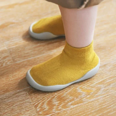 Infant Baby Shoes Newborn First Walkers Boy Girl Kids Solid Color Soft Knit Baby Sock Shoe Anti-slip Rubber Sole Toddler Booties 1