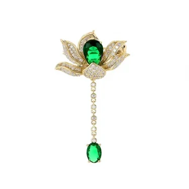 Vintage Elegant Women Classic Pendant Lotus Crystal Brooches Badges Exquisite Lady Shiny Plant Rhinestone Party Pins Jewelry 6