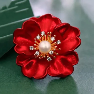 New Trendy Imitation Pearl Blooming Peony Flower Corsage Brooch Woman Clothes Decorations & Brooch Wedding Party Bridal Jewelry 3
