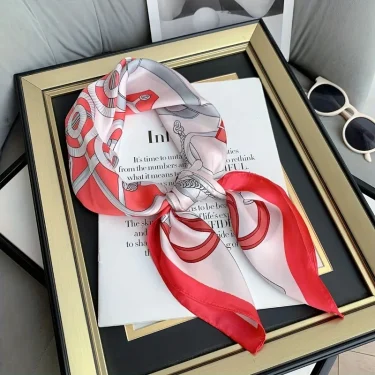 1pcs70cm Ring Pattern Silk Scarf Women's Imitation Silk Fashion Versatile Headwear Bag Accessories Clothing Square Scarf 2