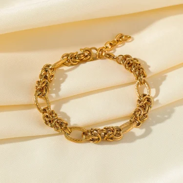 EILIECK 316L Stainless Steel Twisted Bracelet Bangles For Women Trendy 18K Gold Plated Wrist Chain Waterproof Jewelry Gift Party 5