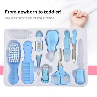 10PCS/Set Baby Health Care Kit Kids Nail Hair Health Care Thermometer Grooming Brush Clipper Teether Toothbrush Baby Essentials 2