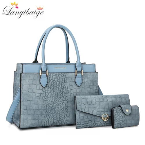 3 Sets Luxury Patent Leather Handbag For Women Alligator Patterrn Designer Female Shoulder Crossbody Bags Ladies Sac A Main 1