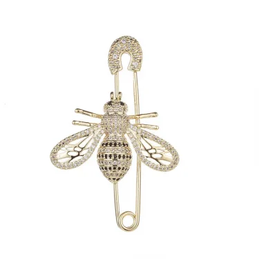 Luxury Full Crystal Gold Color Bee Brooches For Woman Shiny Hollow Bee Brooch Pin For Coat Scraf Fine Jewelry 4