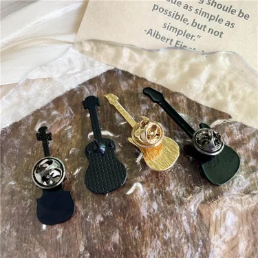 Creative Musical Instrument Enamel Brooch Rock Orchestra Violin Guitar Bass Badge Clothes Lapel Pins Kids Gifts Jewelry 2
