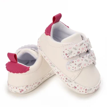 Fashion Infant Spring Shoe Newborn Infant Girl Boy Recreational Baptism Non-Slip Walking Shoe White Soft-soled Sneaker Prewalker 1