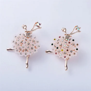 Gymnastics Ballet Girl Flower Dancer Crystal Brooches For Women Cute Elegant Rhinestone Pin Corsage Fashion Wedding Jewelry Gift 2