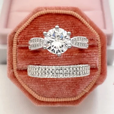 Charm Women Rings Silver Color Round Classic Design White Stone Rings Set Wedding Party Accessories Gift 4