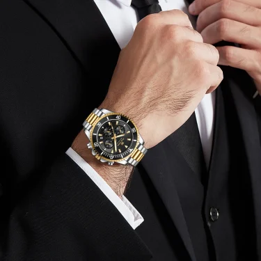 Multifunctional Mens Quartz Watch Luxury Water Night Glow Business Style Diver Series Stainless Steel Leisure Fashion Wristwatch 4
