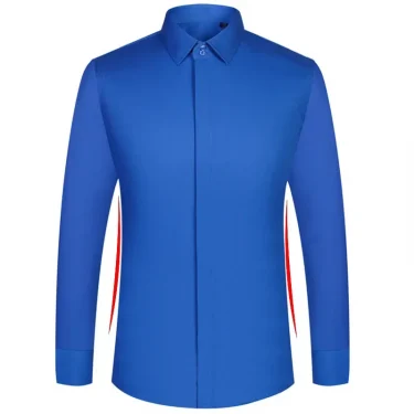 Spring Autumn Men's French Cufflinks Business Dress Shirt Sleeve Pin Solid Color Non-iron Shirts Slim Fit Party Men's Wear 5