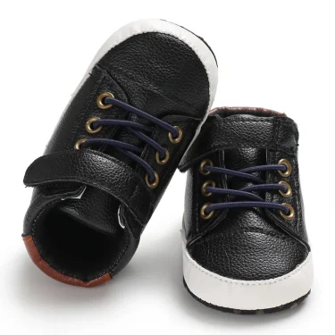 Baby Shoes Boys High Top Sneakers PU Leather Soft Sole Infant Kids Walker Crib Shoe 5