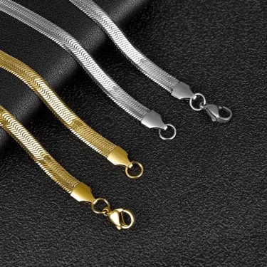 Stainless Steel Flat Necklace Waterproof Filmy Snake Chain For Men Women Various Length Choker Clavicle Necklace Jewelry Gift 1