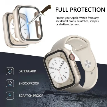 Glass+Cover For Apple Watch case 46mm 44mm 40mm 45mm 41mm 42mm 38mm Screen Protector iwatch series 10 9 8 7 6 5 3 SE Accessories 4