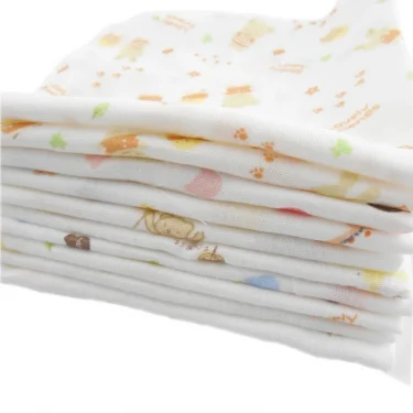 10pcs Pack 31*31cm 100% Cotton Gauze Newborn Baby Infant Cartoon Face Hand Bathing Towel Bibs Feeding Square Towels Handkerchief 2